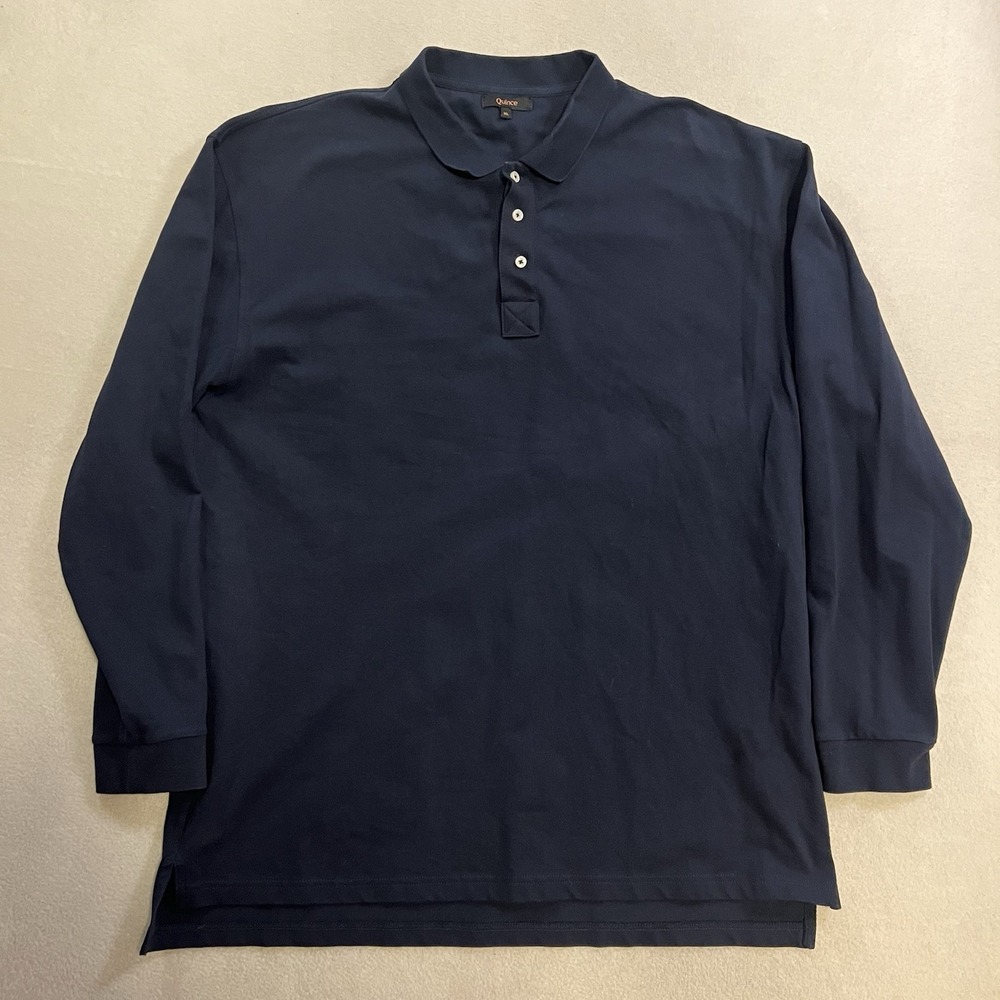 Quince Polo Shirt Women's Size XL Navy Blue Organic Cotton Long Sleeve Pique